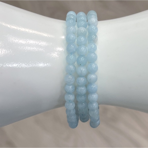 Espirito Santo Aquamarine Triple Row Sterling Silver Beaded Slide Lock B… - Picture 6 of 7